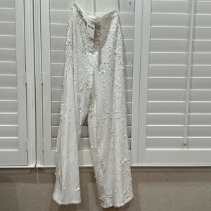 ASOS Cream Sequin Wide Leg Pants